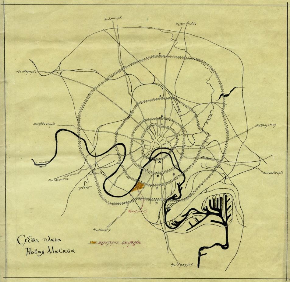 Планировка южной части Садового кольца в 1935–1955 годах по генплану  реконструкции Москвы 1935 года – С. Б. Ткаченко | elima.ru