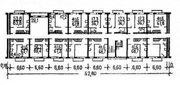 План коридорно-секционного дома